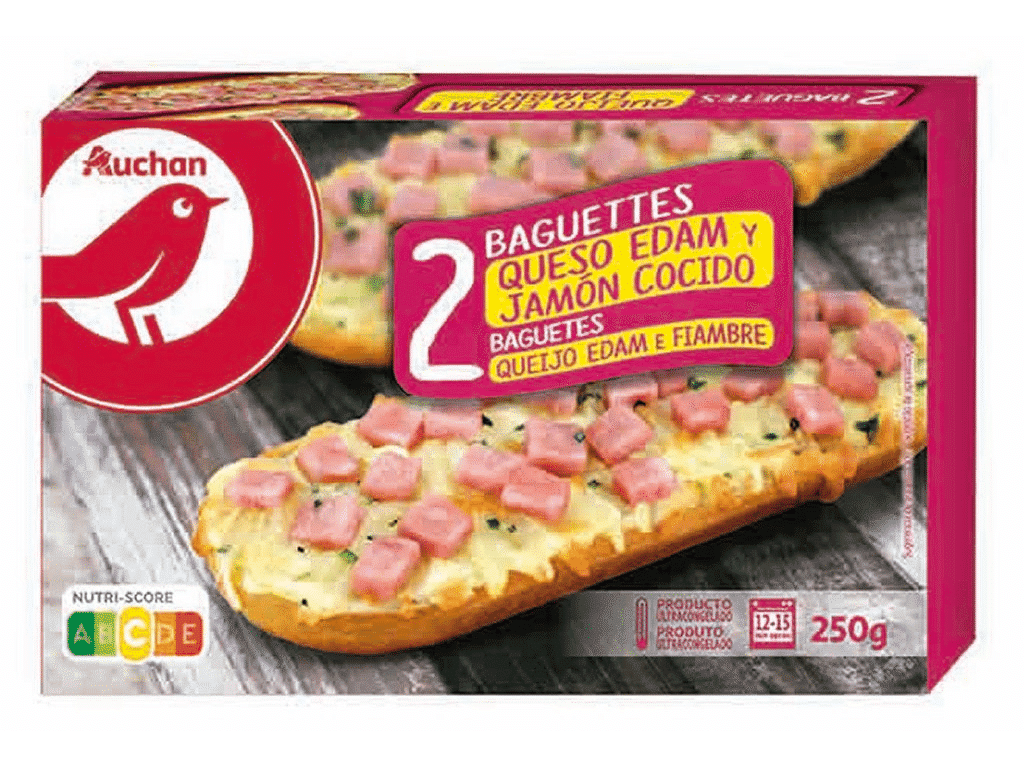 Baguetes Queijo Edam E Fiambre 2un 250g - AUCHAN