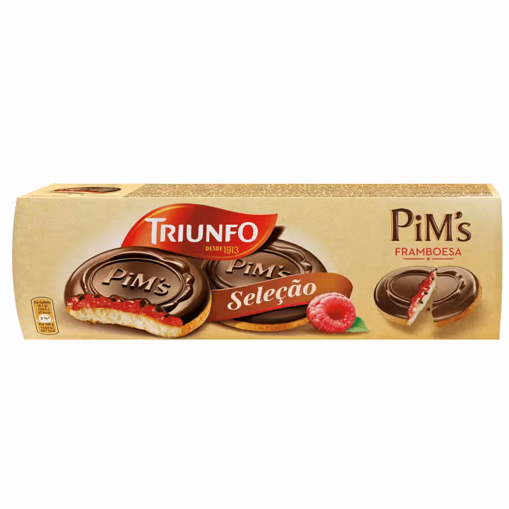 Bolacha Coberta Chocolate com Recheio Framboesa - TRIUNFO