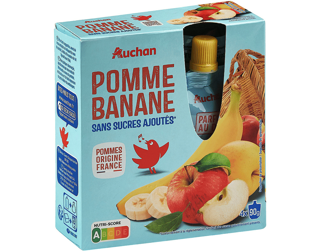 Puré Maçã Banana 360g(4x90g - AUCHAN