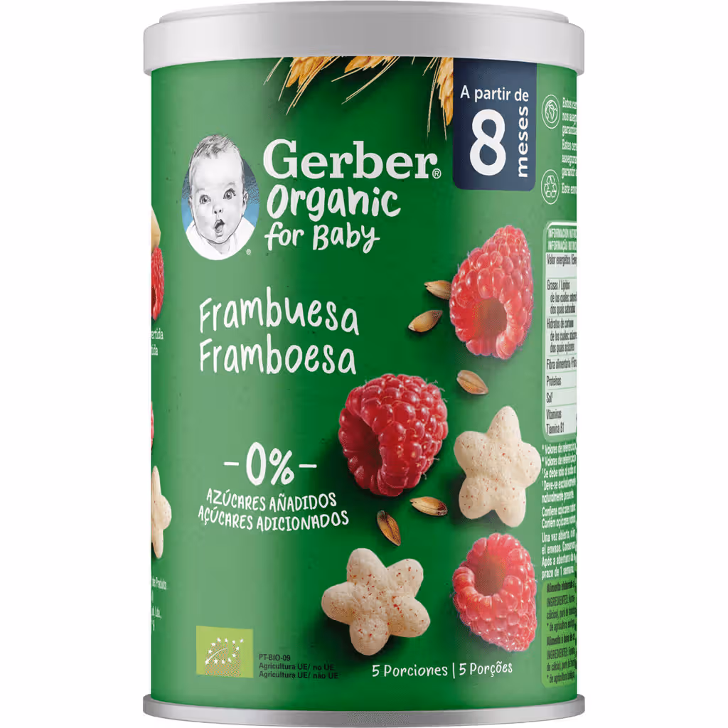 Snack para Bebé Cereais com Framboesa +8m - GERBER