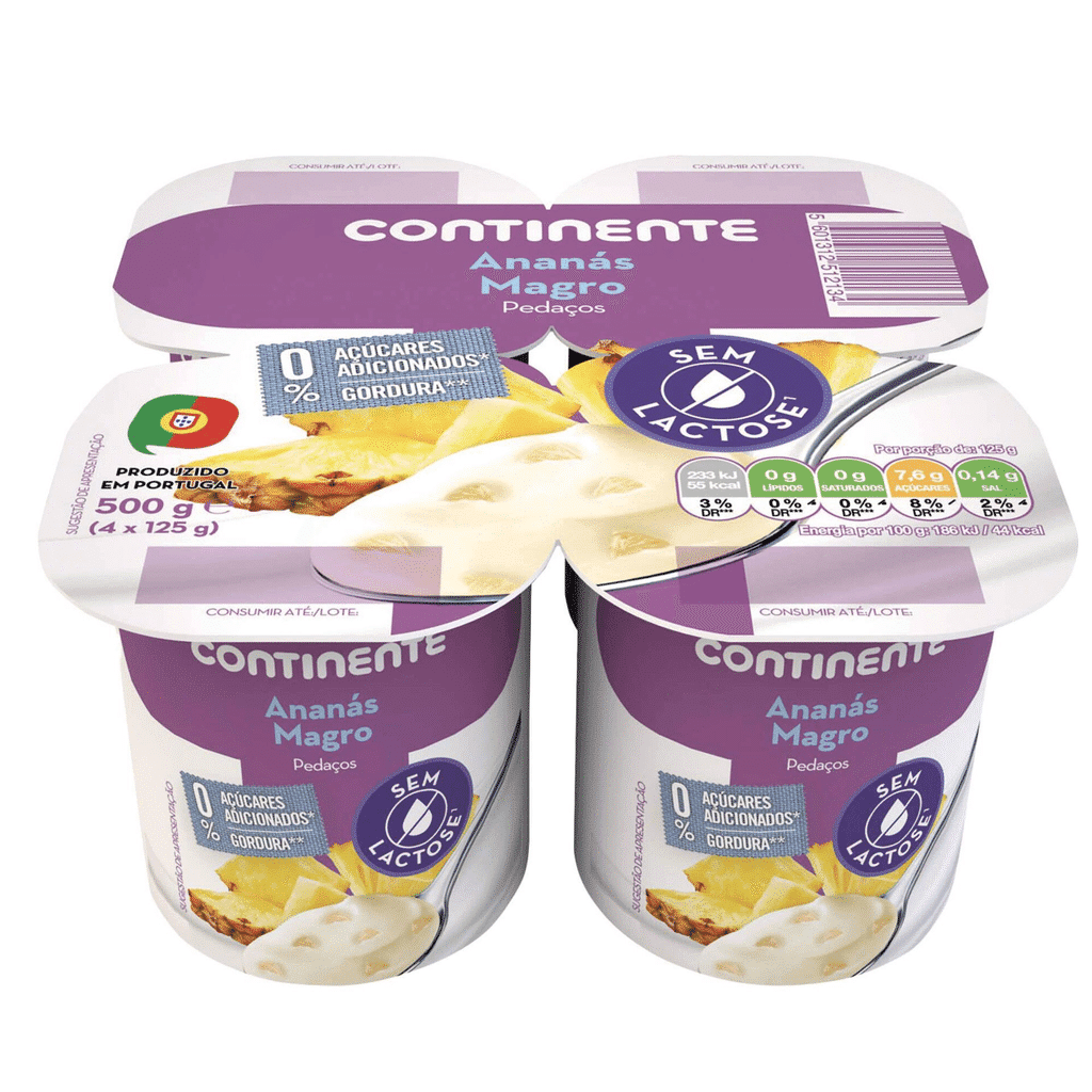 Iogurte Pedaços Magro Ananás sem Lactose - CONTINENTE
