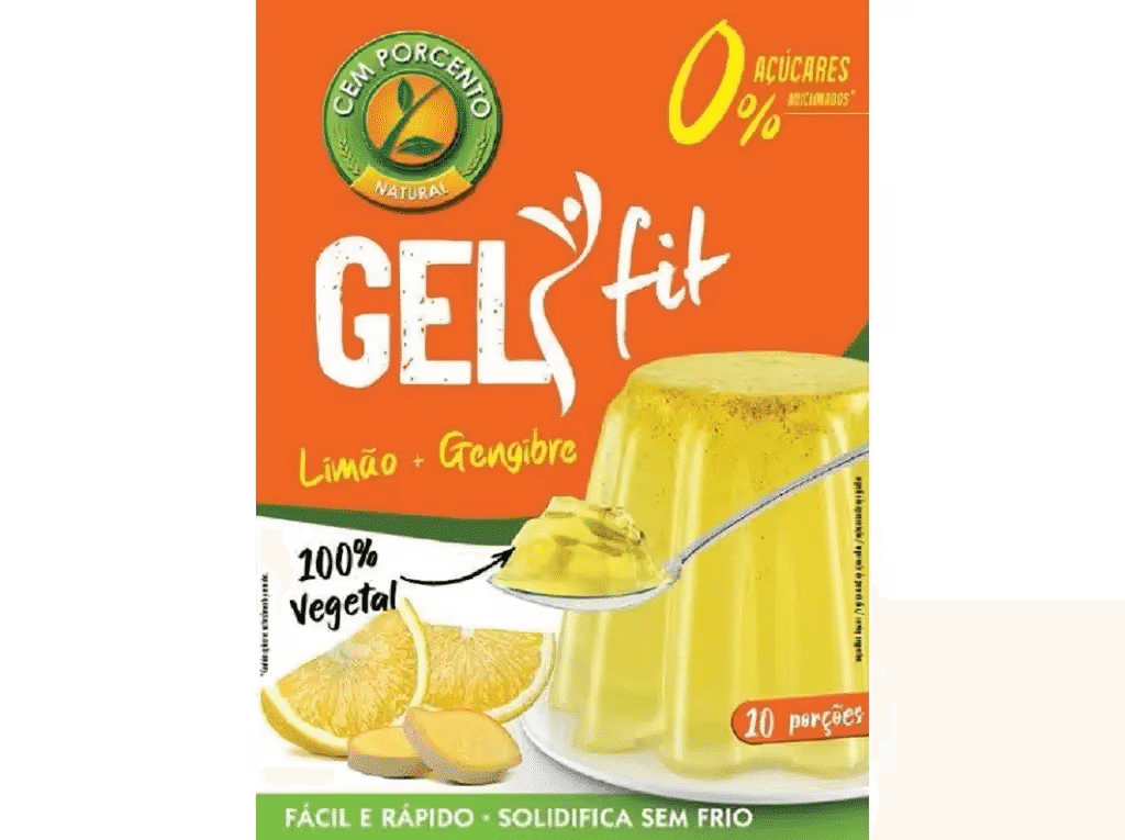 Preparado Gelatina Gengibre Limao 60g - CEM PORCENTO