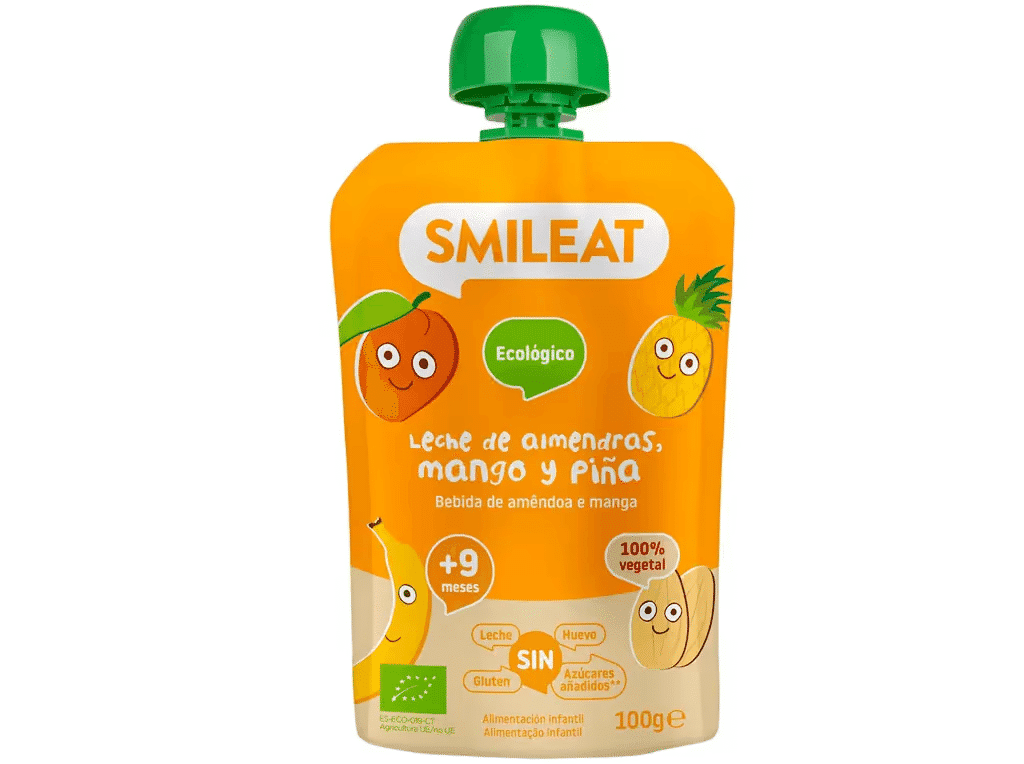 Saqueta Fruta Bio Leite Amêndoa Ananas Manga 100g - SMILEAT