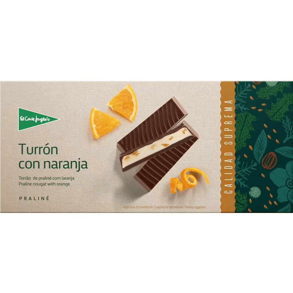 Torrão de Praliné com Laranja sem Glúten embalagem 250 g - EL CORTE INGLÉS