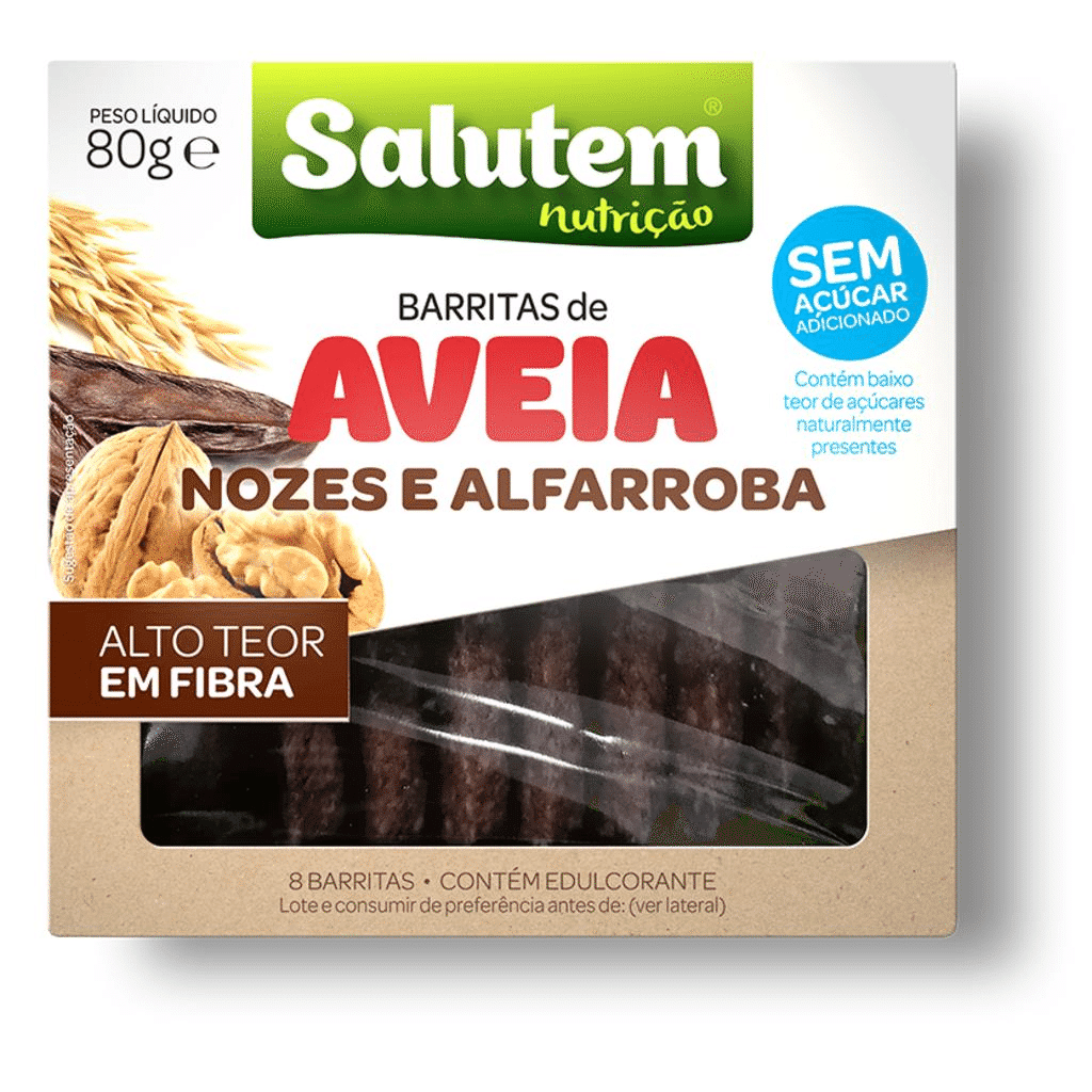 Barritas de Aveia, Nozes e Alfarroba, emb. 80 gr - SALUTEM