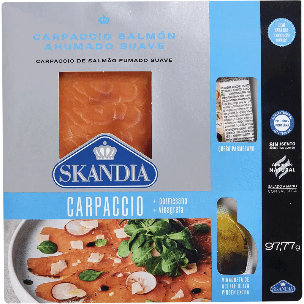 Carpaccio de Salmão Parmesão e Vinagrete unidade 90 g - SKANDIA