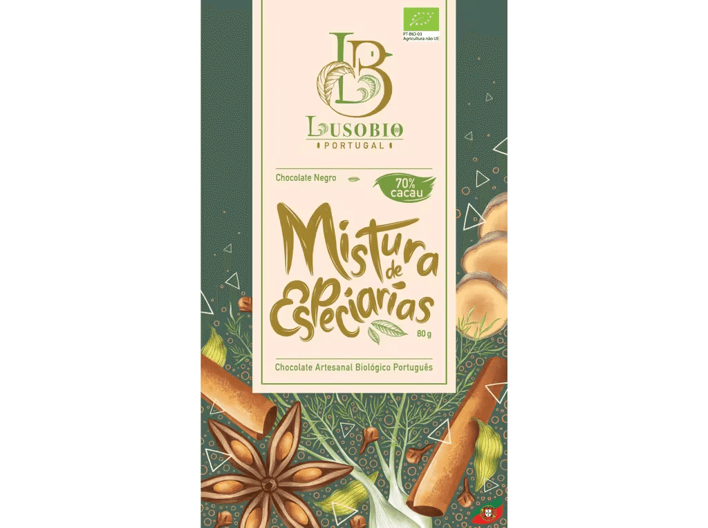 Chocolate Negro Mistura Especiarias 80g - LUSOBIO