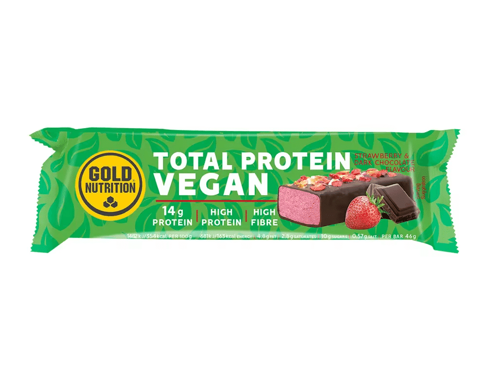 Barra Proteina Vegan Morango 46g - GOLDNUTRITION