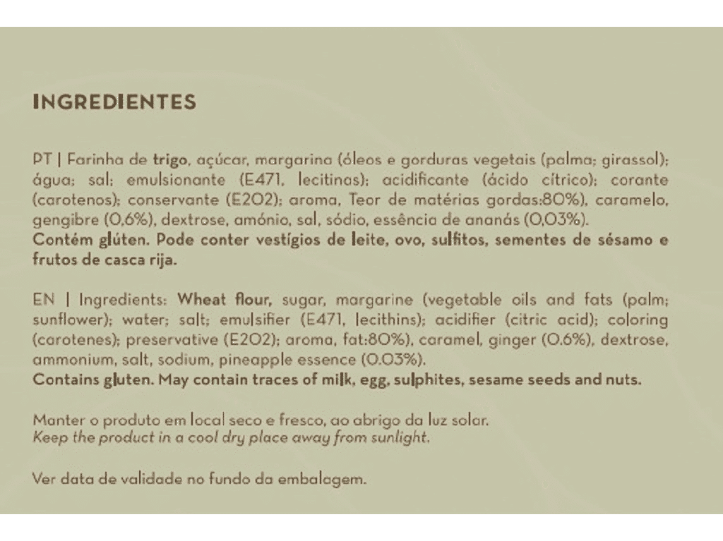 Biscoito Ananás E Gengibre 150 G - FÁBRICA DURIENSE