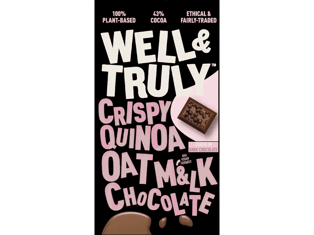 Chocolate Vegan Well & Truly Leite Aveia E Quinoa Crocante 90g - WELL&TRULY