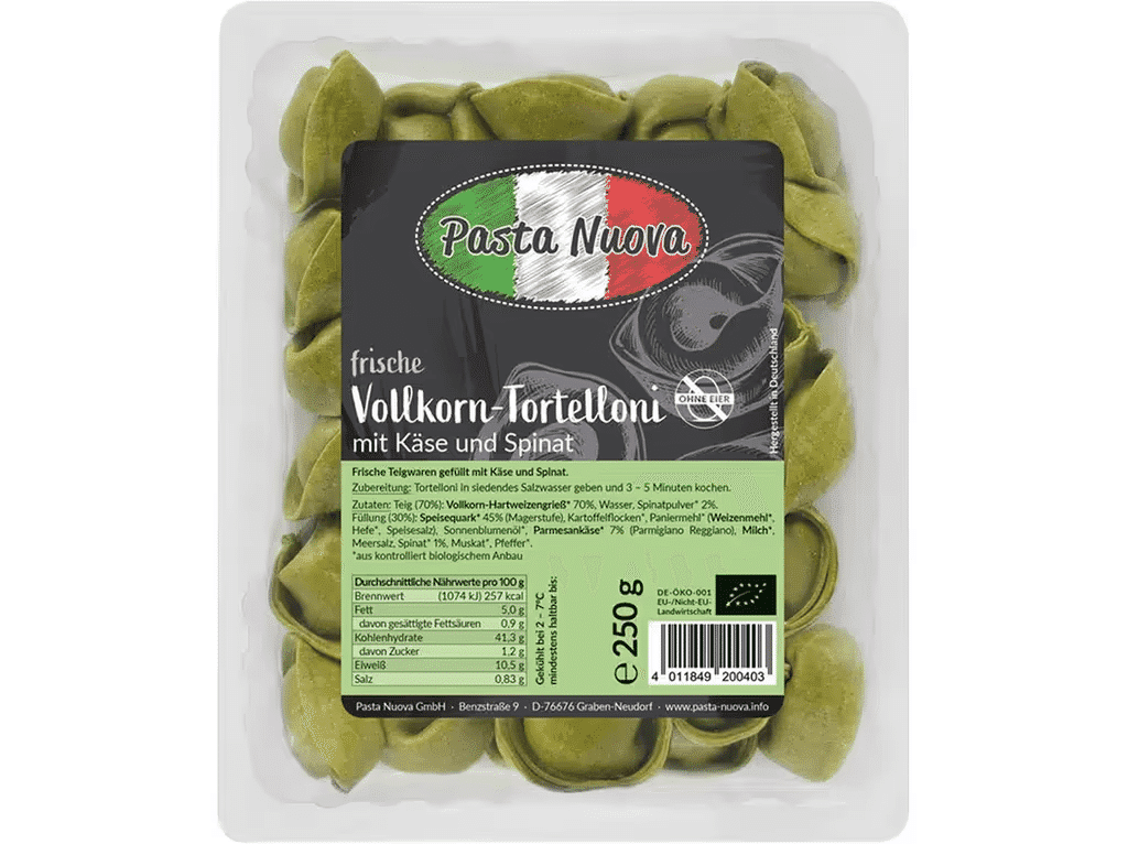 Tortelloni Bio Queijo E Espinafre 250g - PASTA NUOVA