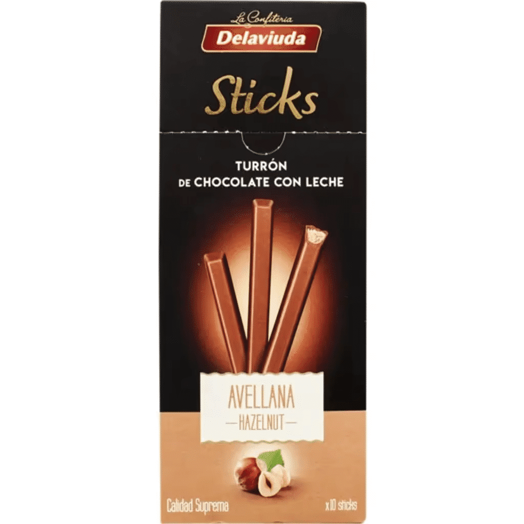 Sticks Torrão de Chocolate de Leite e Avelã embalagem 120 g - DELAVIUDA