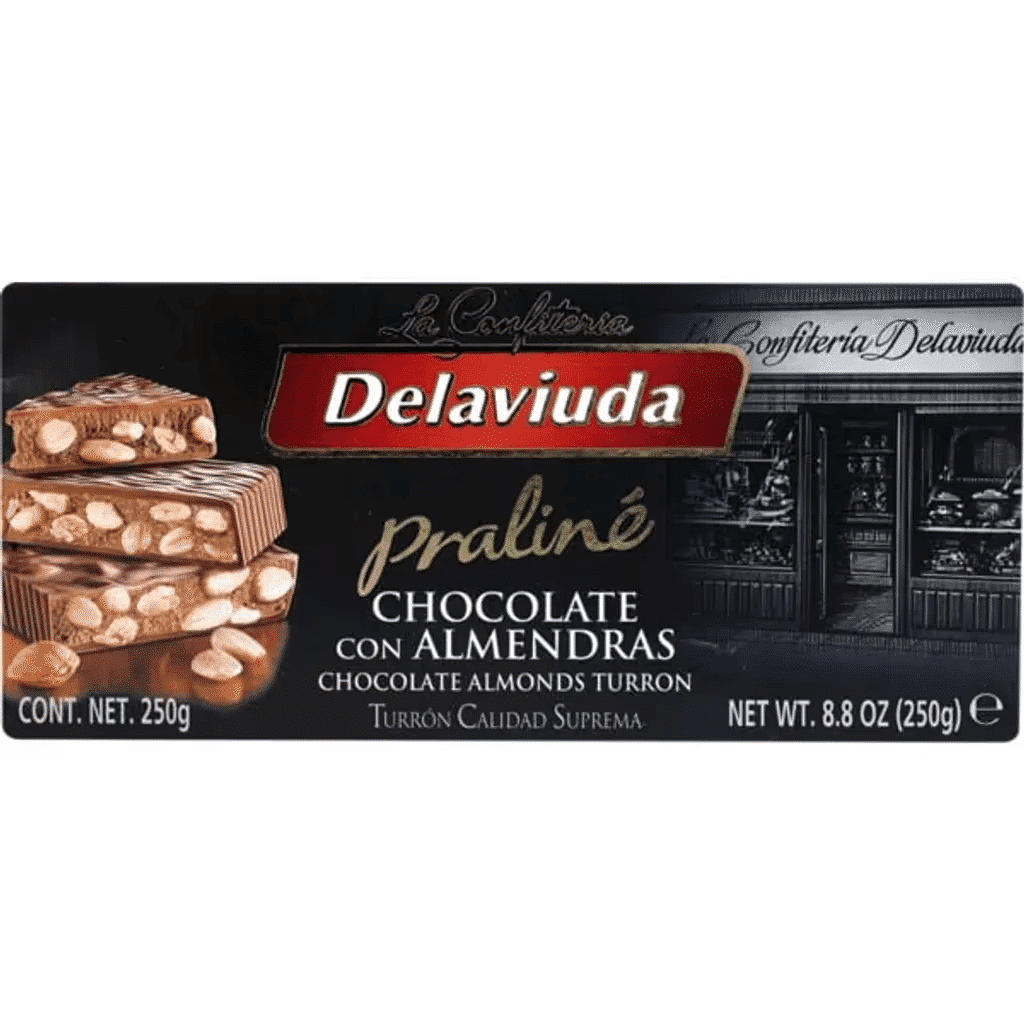 Torrão Praliné Chocolate com Amêndoas embalagem 250 g - DELAVIUDA
