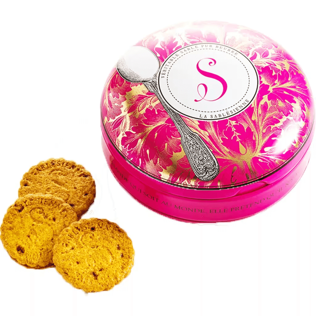 Bolachas de Manteiga com Caramelo Redonda Rosa lata 175 g - LA SABLESIENNE