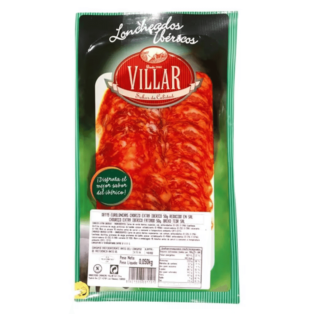 Chouriço Ibérico Baixo Teor em Sal em Fatias embalagem 45 g - VILLAR