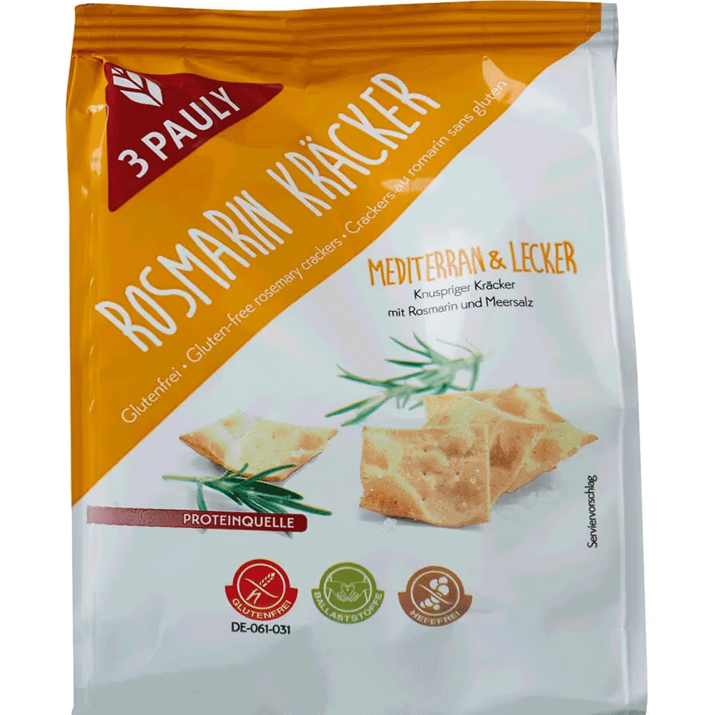 Crackers Rosmaninho e Alecrim sem Glúten embalagem 125 g - 3 PAULY