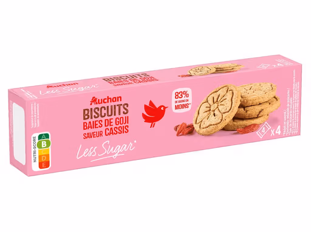 Bolachas Less Sugar Bagas Goji Groselha Negra 130g - AUCHAN