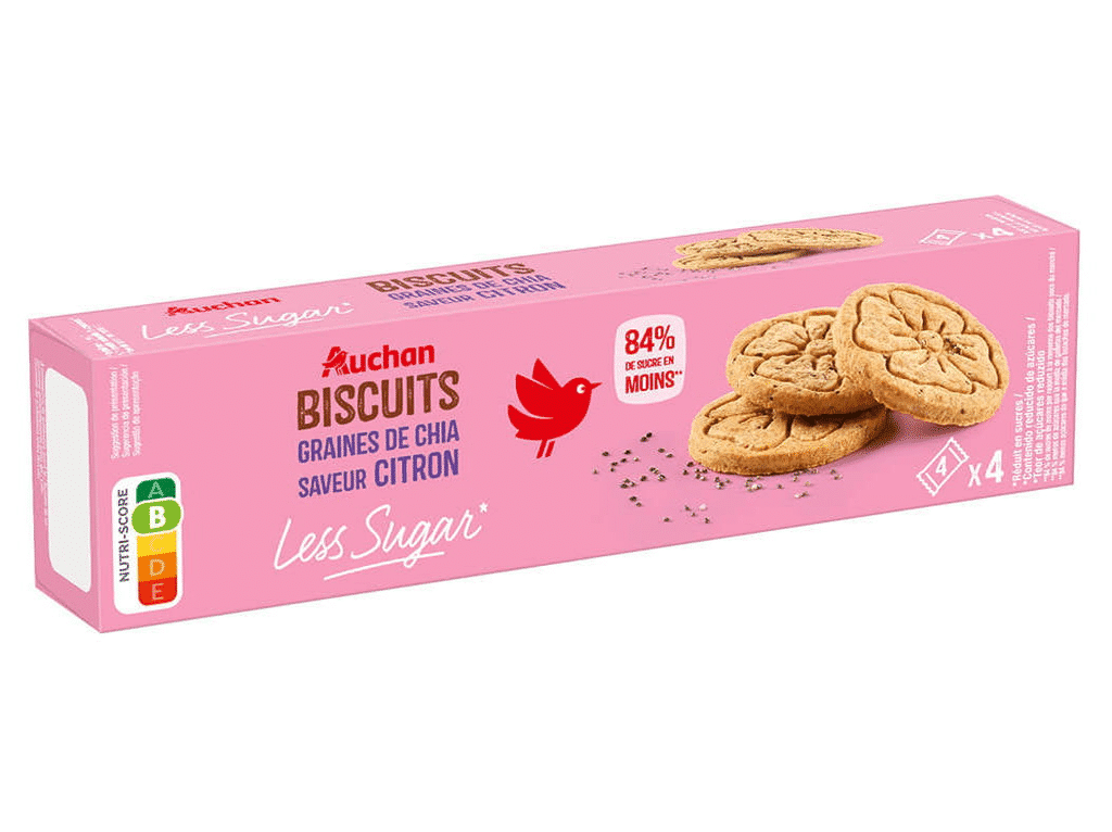 Bolachas Less Sugar Sementes De Chia Limão 130 G - AUCHAN