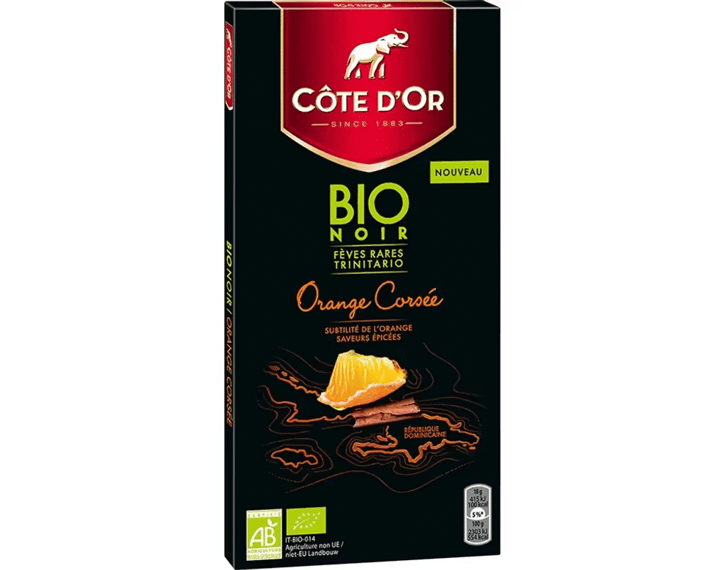 Tablete de Chocolate Laranja e Canela Bio Noir Côte D'Or - CÔTE D'OR