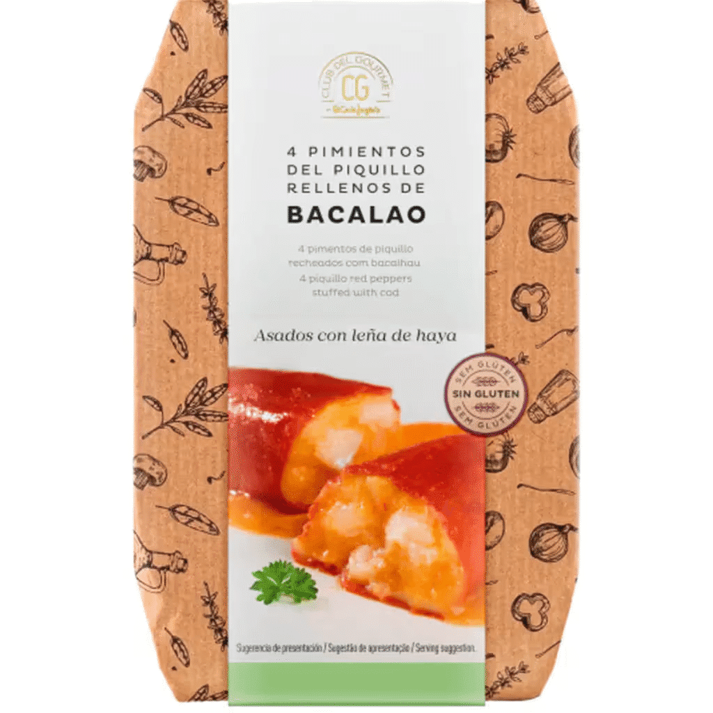 4 Pimentos de Piquillo Recheados de Bacalhau embalagem 250 g - CLUB DEL GOURMET