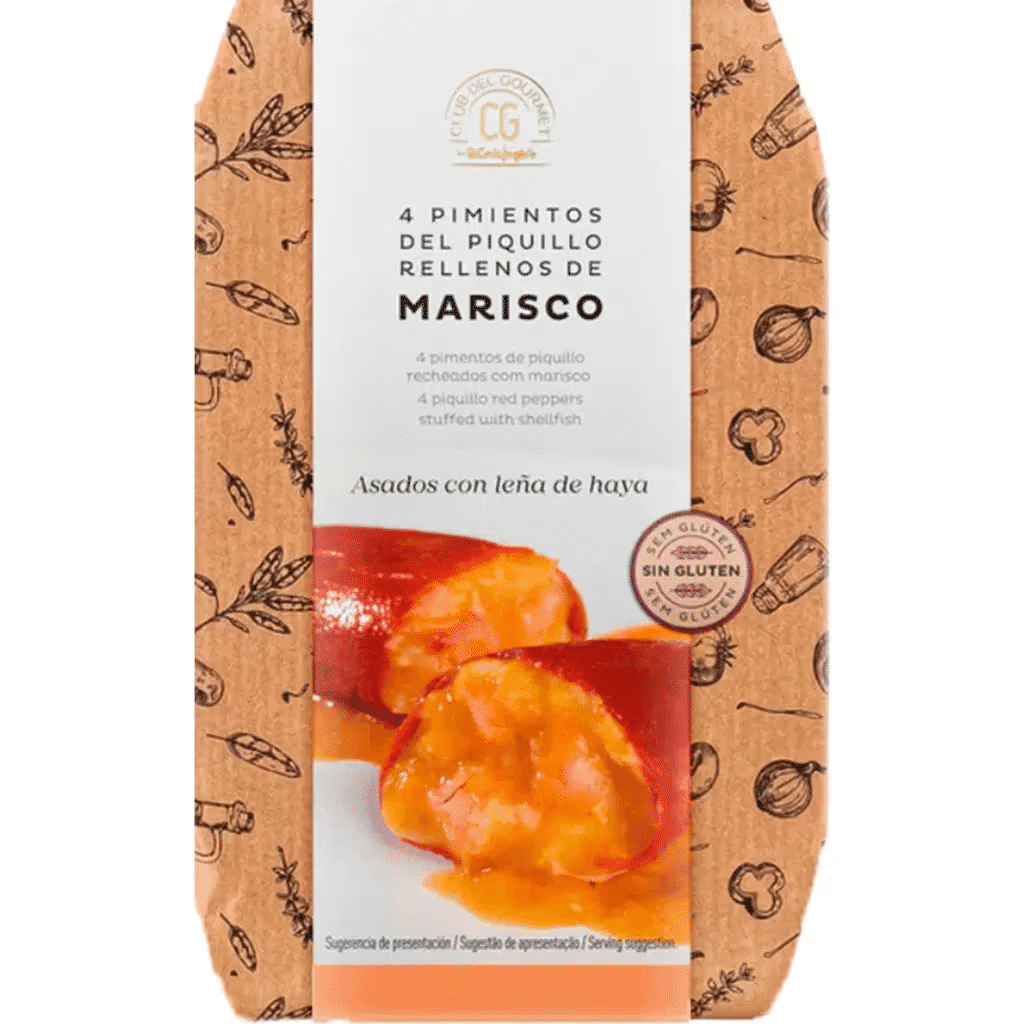 4 Pimentos de Piquillo Recheados de Marisco embalagem 250 g - CLUB DEL GOURMET
