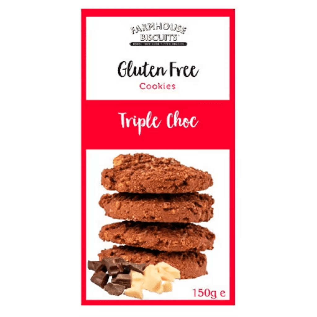 Bolachas Triplo Chocolate sem Glúten embalagem 150 g - FARMHOUSE
