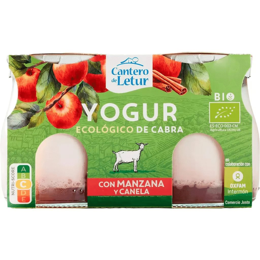 Iogurte Ecológico de Cabra Bio Maçã e Canela Pak 2 unidades embalagem 125 g - LETUR