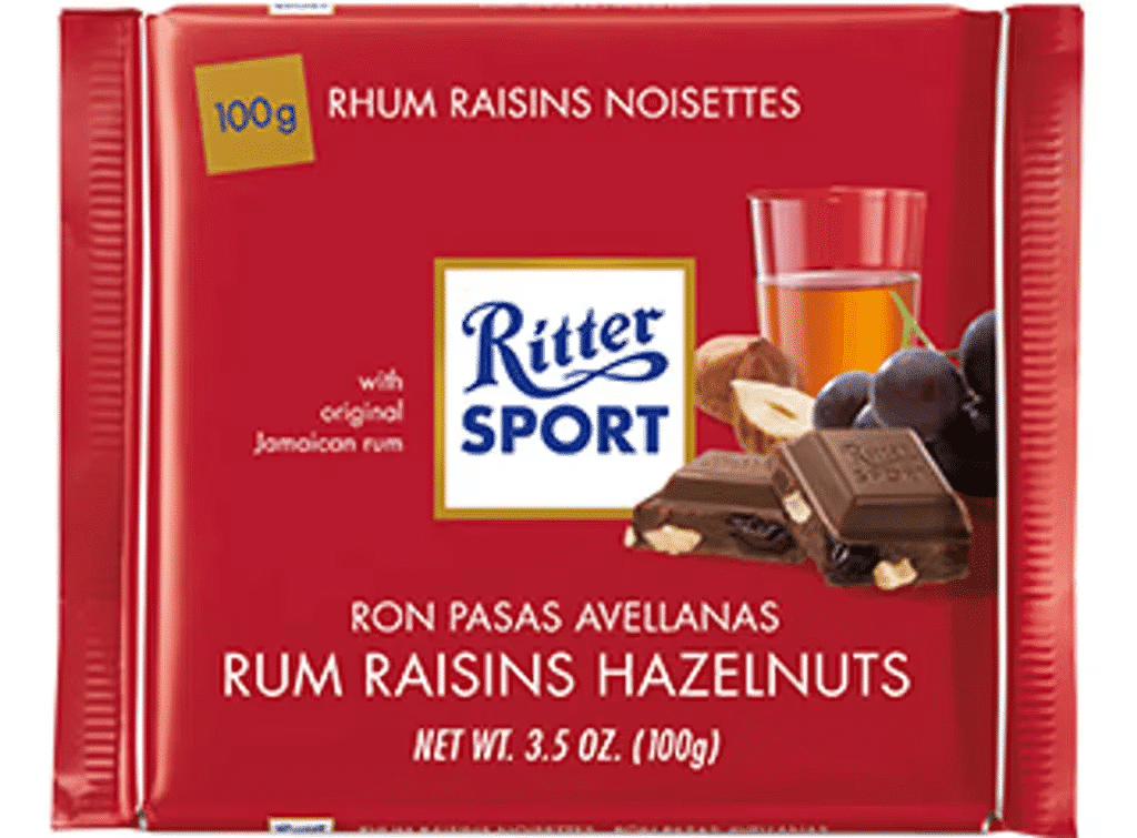 Chocolate Leite Rum Com Passas E Avelãs 100g - RITTER SPORT