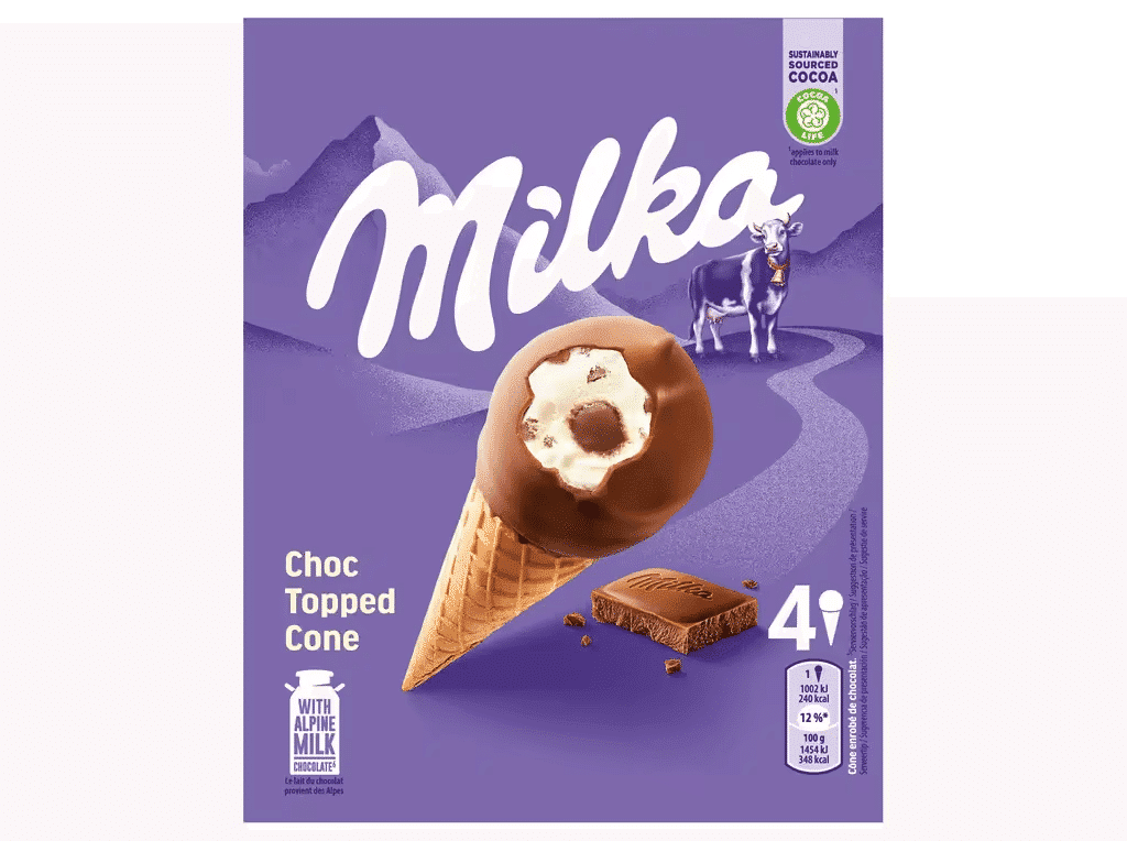 Gelado Cone Bola 4x100ml - MILKA