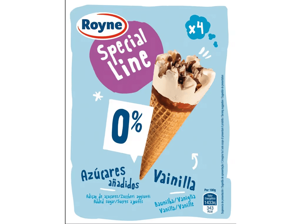 Cone Baunilha S/ Açúcar 4x65g - ROYNE