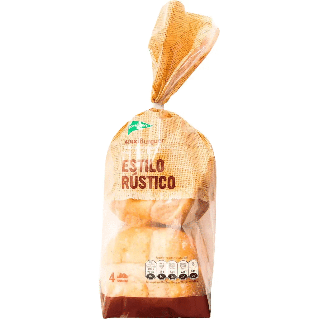 Pão Maxi para Hambúrguer Estilo Rústico 4 unidades embalagem 320 g - EL CORTE INGLÉS