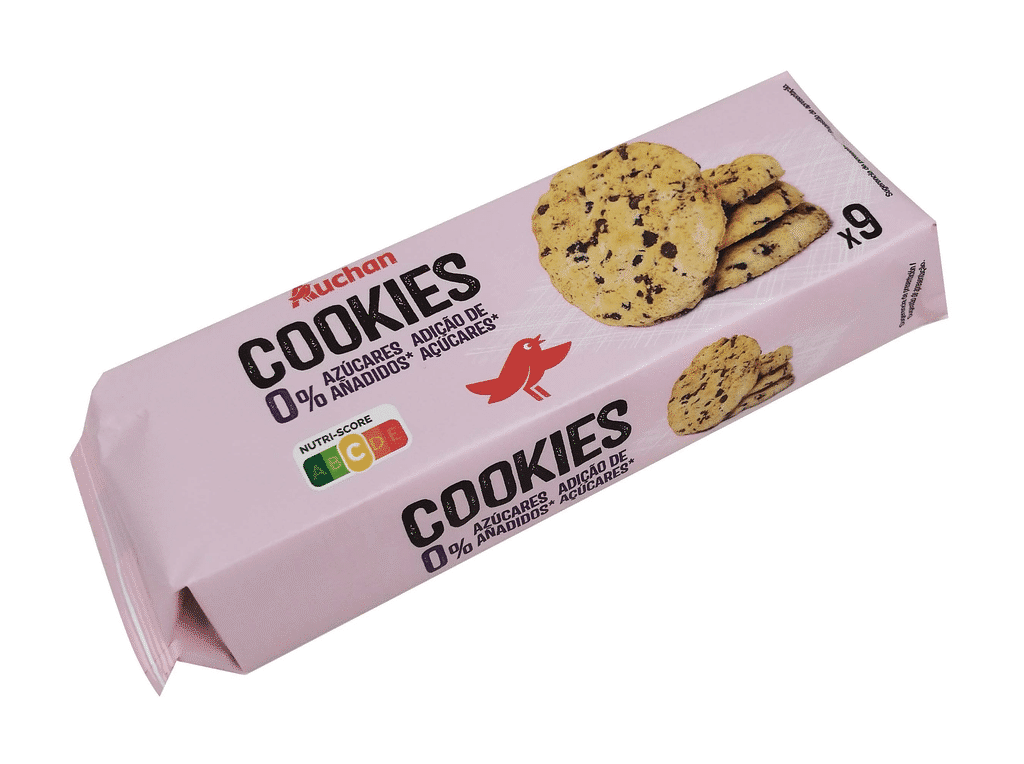 Bolacha Cookies 0% Açúcares Adicionados 135g - AUCHAN