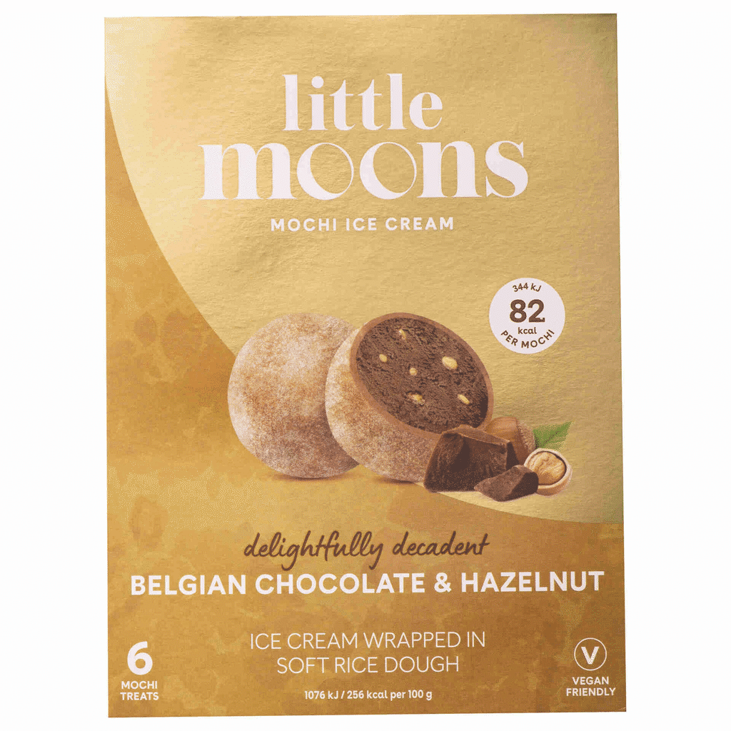 Gelado Mochi Chocolate Belga e Avelã Vegan - LITTLE MOONS