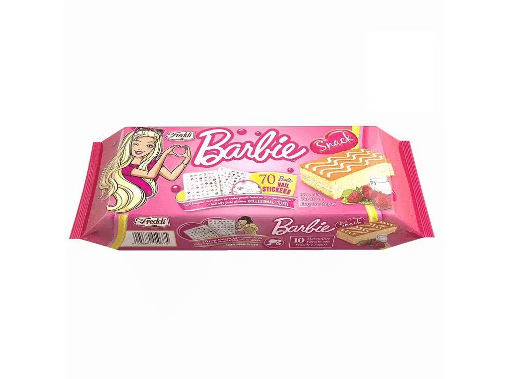 Snack Com Recheio Barbie Iogurte 10un 250g - FREDDI