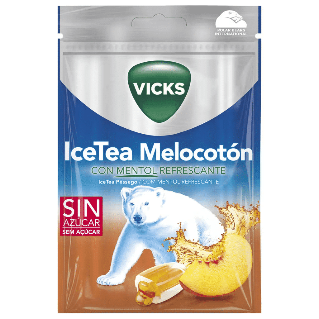 Rebuçados de Mentol com Icetea Pêssego - VICKS