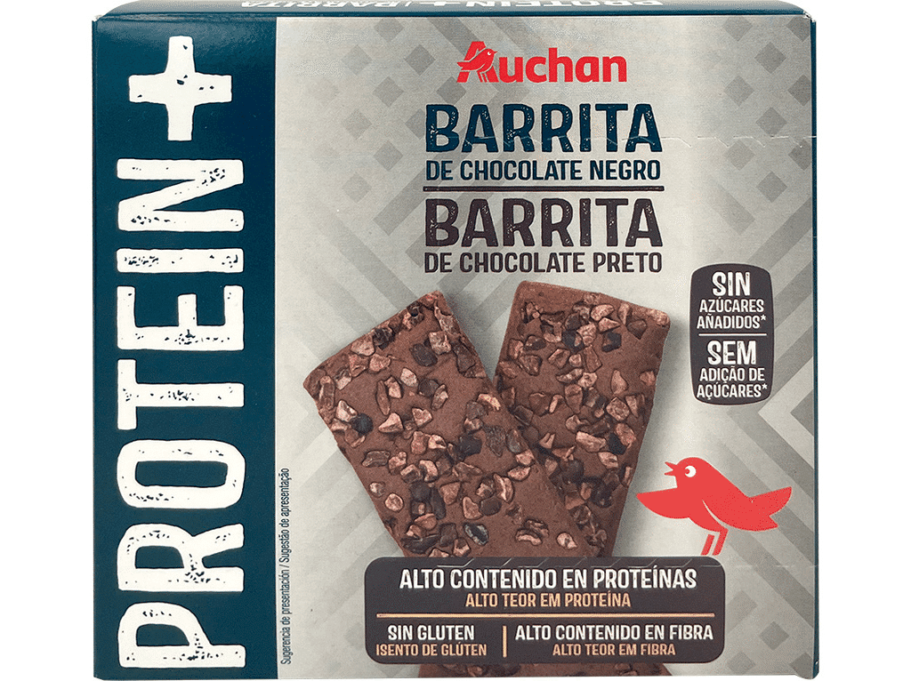 Barras +proteína Chocolate Preto 105g - AUCHAN