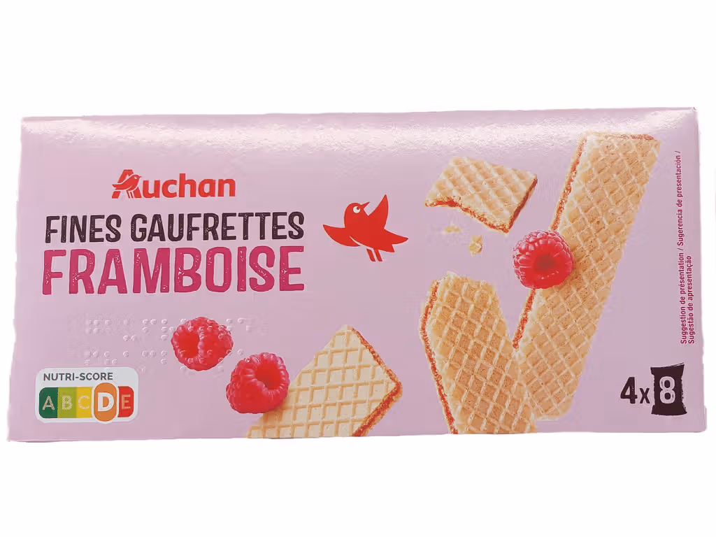 Bolacha Waffer Recheio De Framboesa 4 Saquetas 160g - AUCHAN