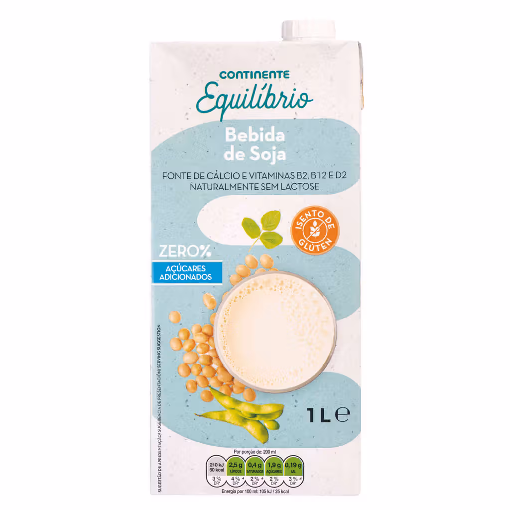 Bebida Vegetal de Soja sem Açúcar - CONTINENTE EQUILÍBRIO