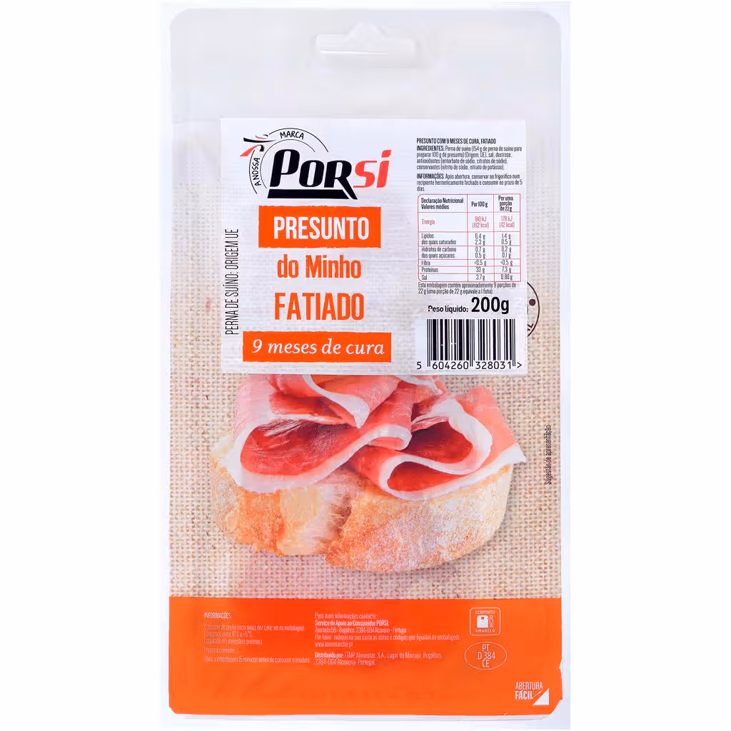 Presunto do Minho Fatiado 9 Meses de Cura, 200 g - PORSI