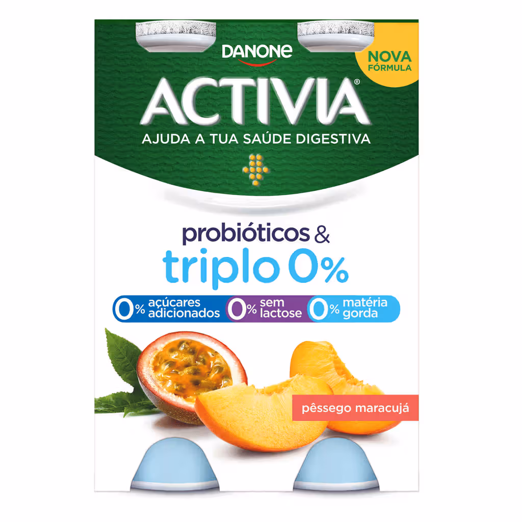 Iogurte Líquido Bifidus Triplo 0% Pêssego e Maracujá sem Lactose - ACTIVIA DANONE