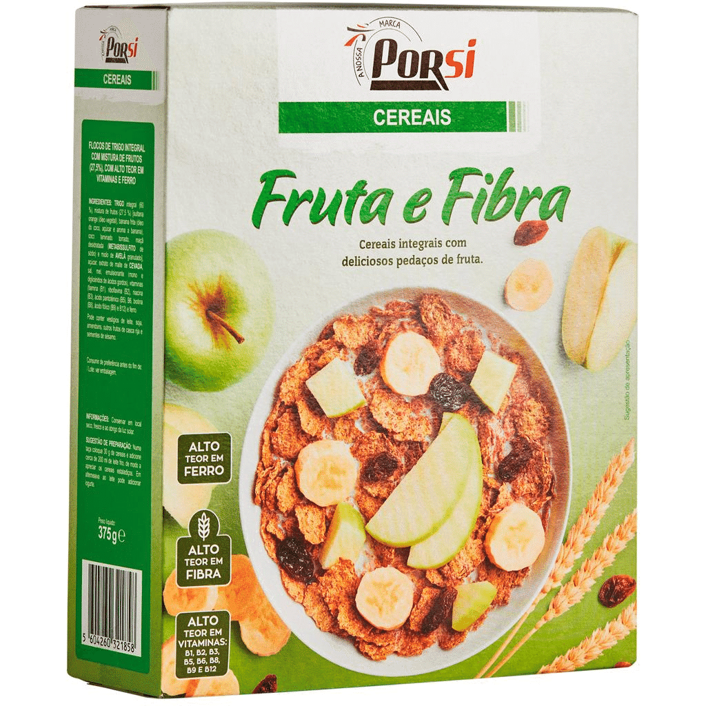 Cereais Fruta e Fibra, 375 g - PORSI