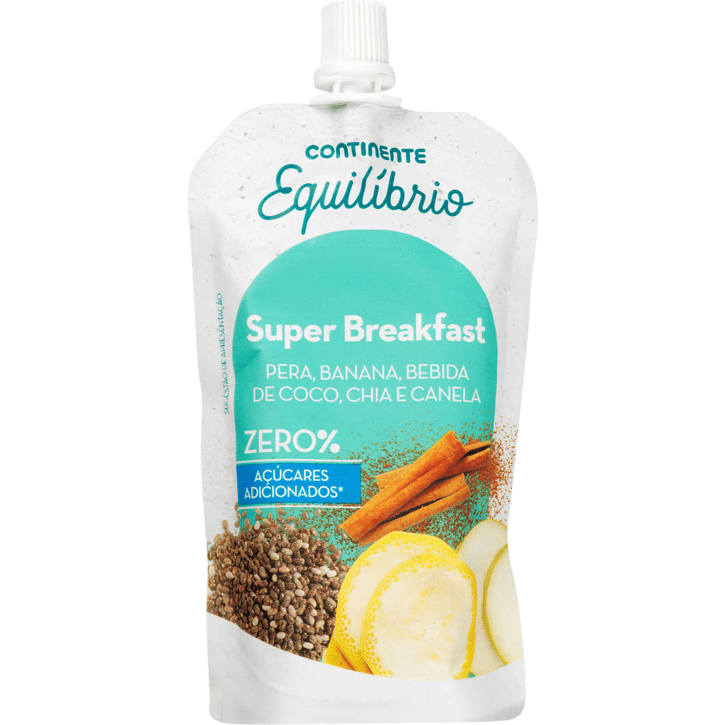 Saqueta de Pera, Banana, Bebida de Coco, Chia e Canela Super Breakfast sem Adição de Açúcar - CONTINENTE EQUILÍBRIO