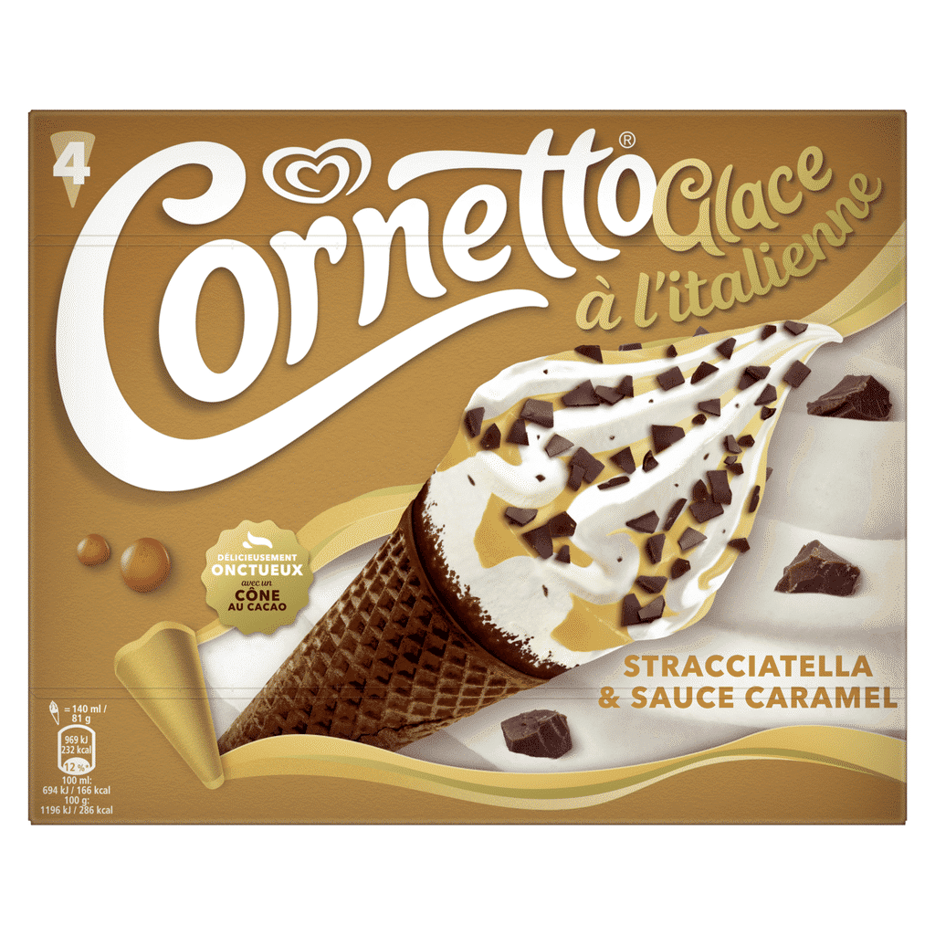 Gelado Cone Soft Stracciatella e Caramelo - CORNETTO
