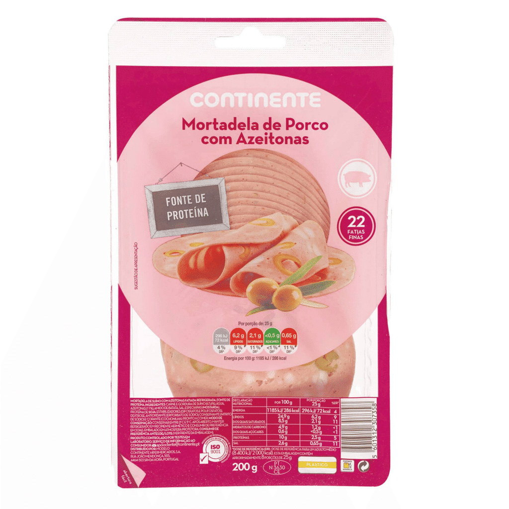 Mortadela de Porco com Azeitonas Fatias Finas - CONTINENTE