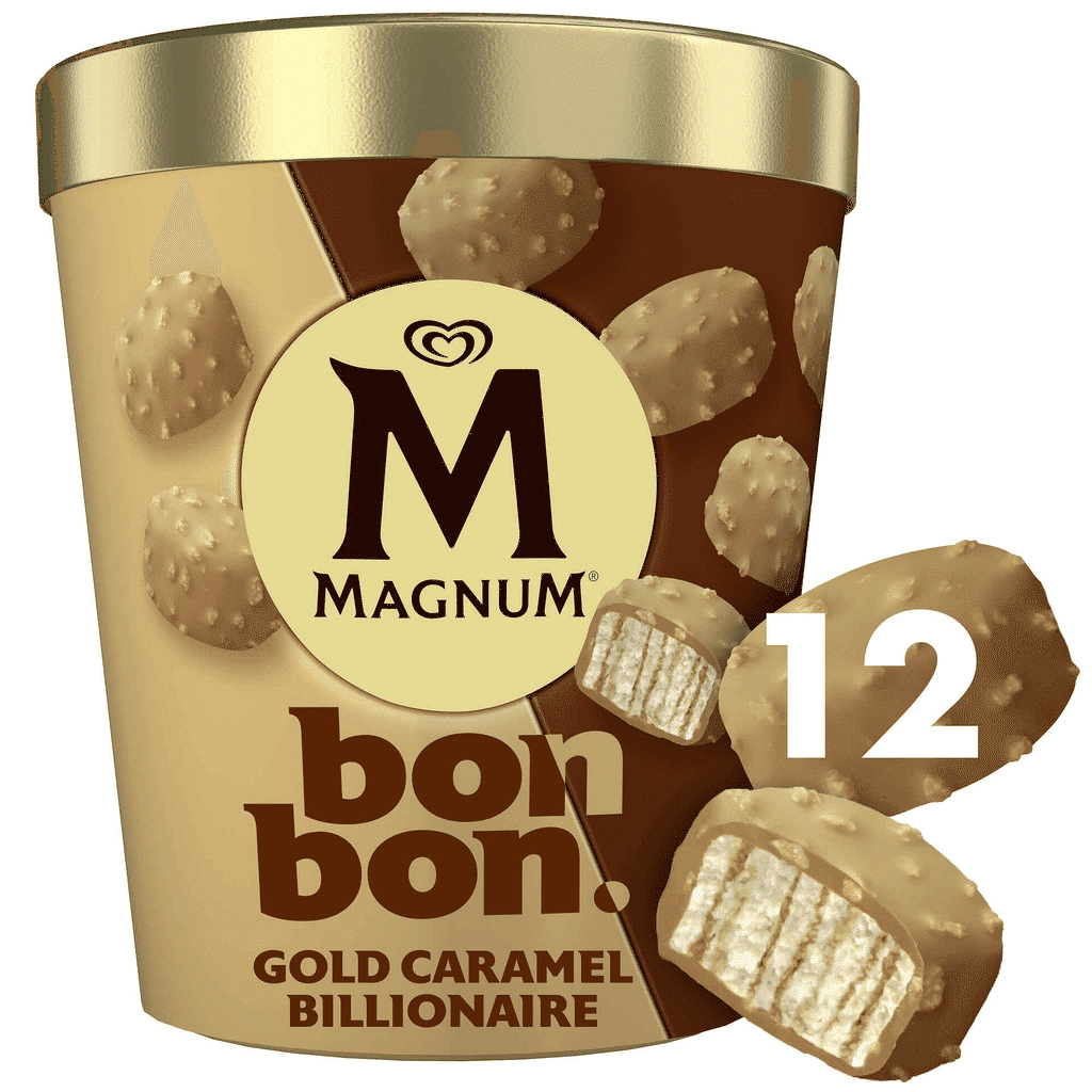 Gelado Bombom Double Gold Caramelo Billionaire - MAGNUM