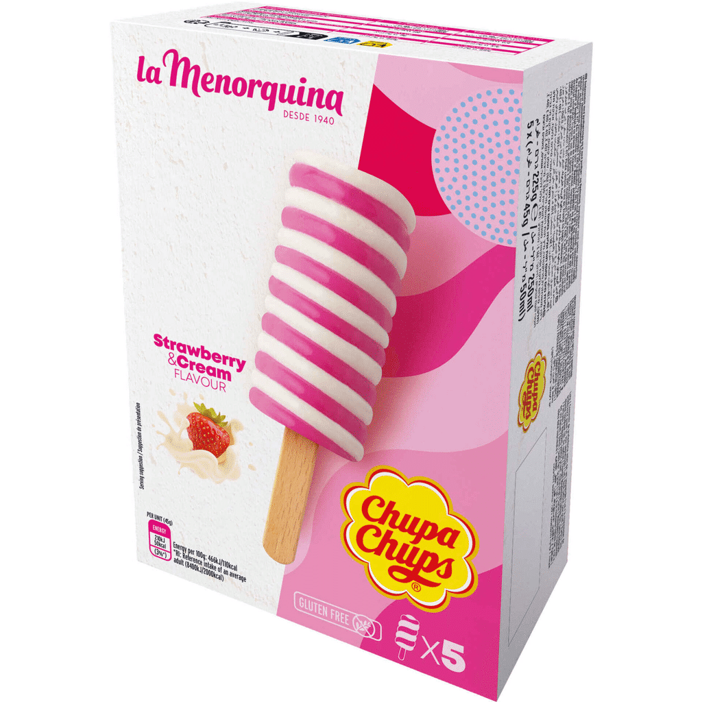 Gelado Nata e Morango Chupa Chups - LA MENORQUINA