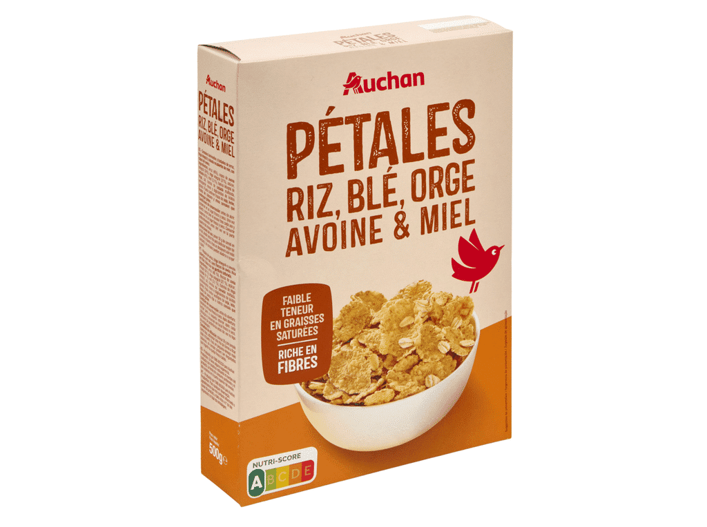 Cereais Pétalas Arroz Trigo E Mel 500g - AUCHAN