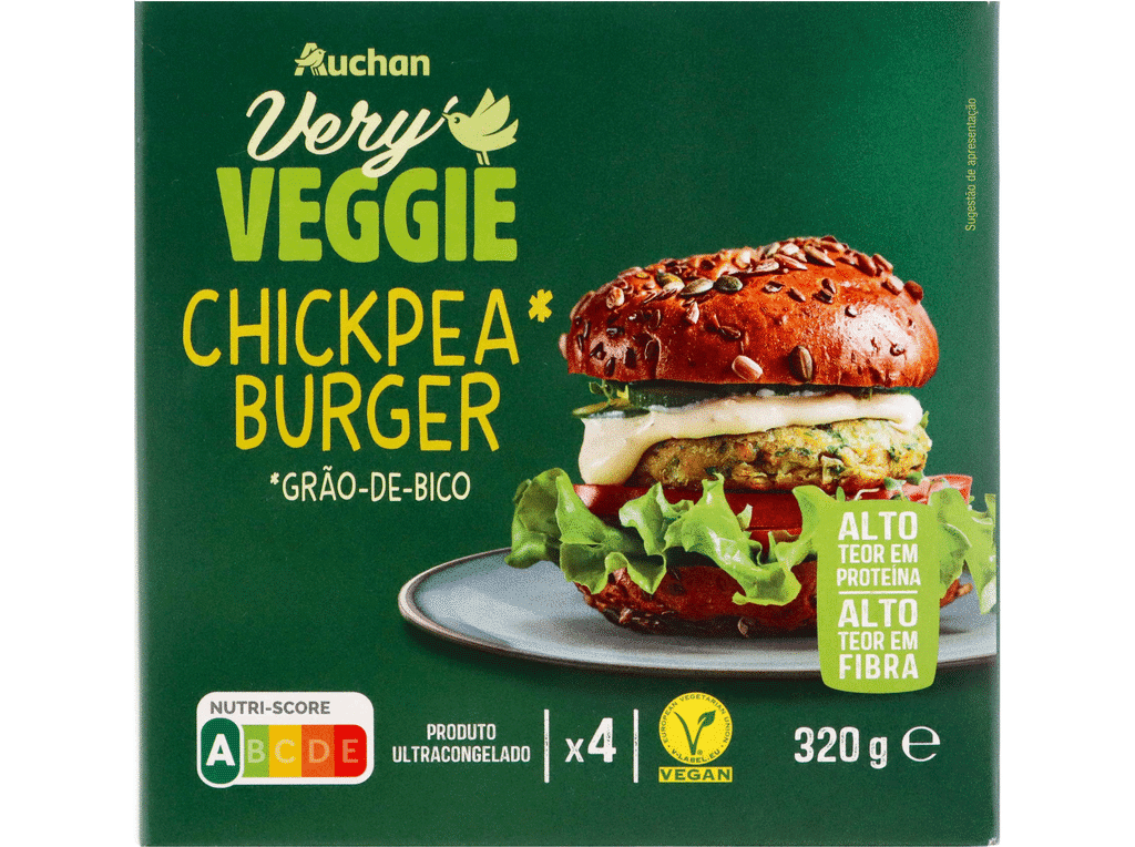 Vegan Chickpea Burger Very Veggie Grão-de-bico 4un 320g - AUCHAN