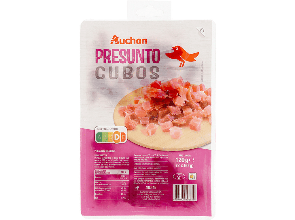 Presunto Em Cubos 2x60g - AUCHAN