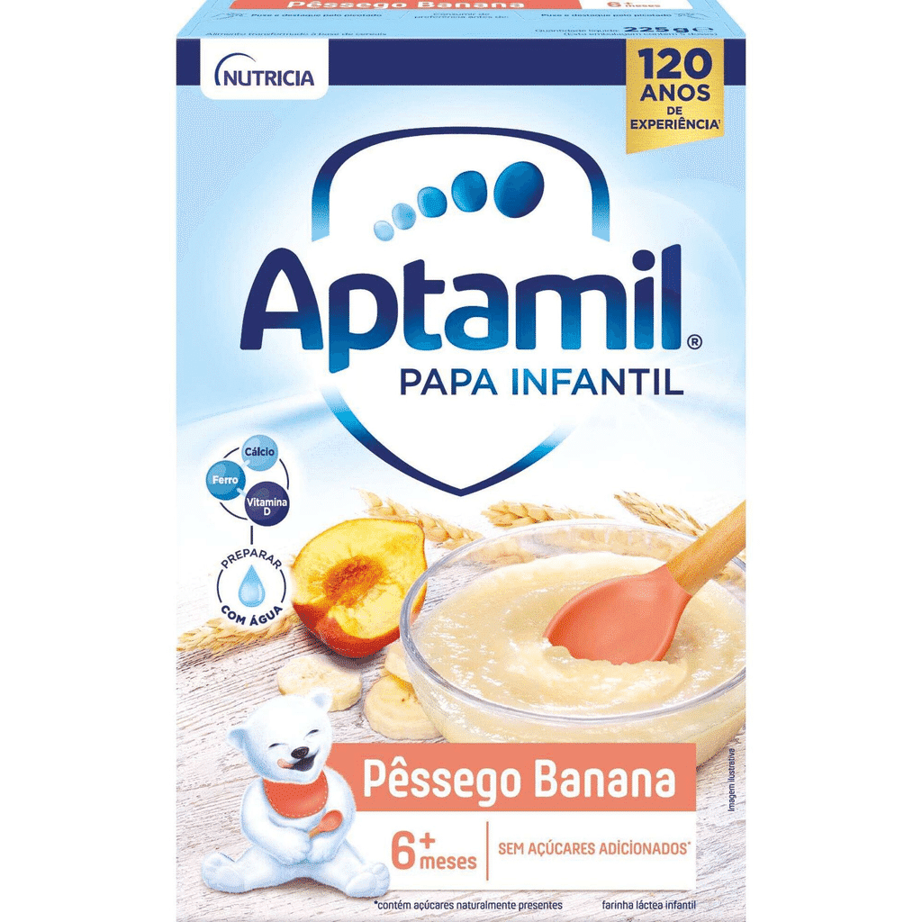 Papa Infantil Farinha Láctea Pêssego e Banana +6m - APTAMIL